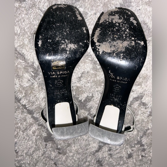 VIA Spiga Italian Leather Sandals Size 8.5M 38.5 Women's White Heeled Luxury - Picture 12 of 13